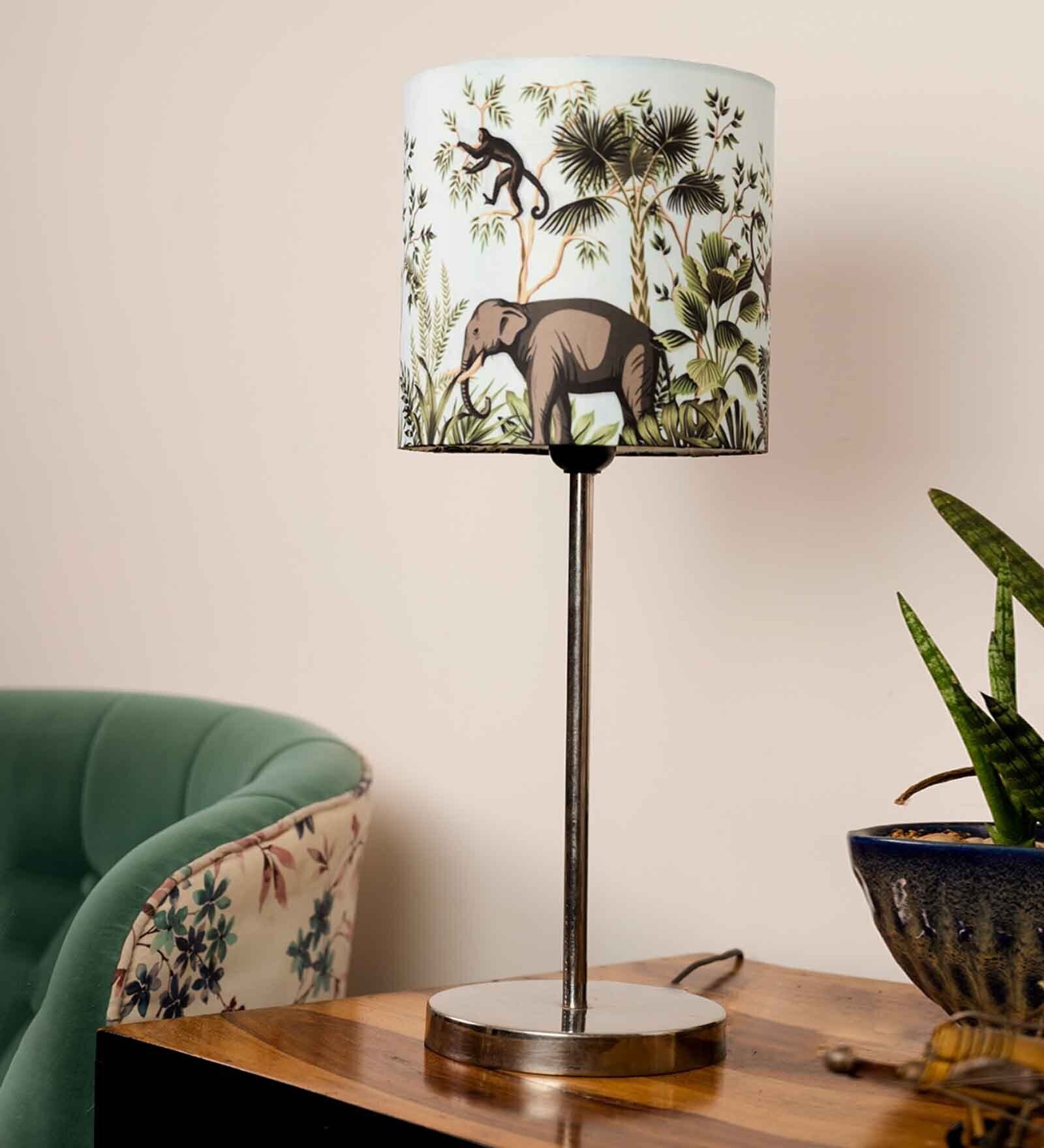 Artistic Jungle Shade Table Lamp with Silver Finish Base