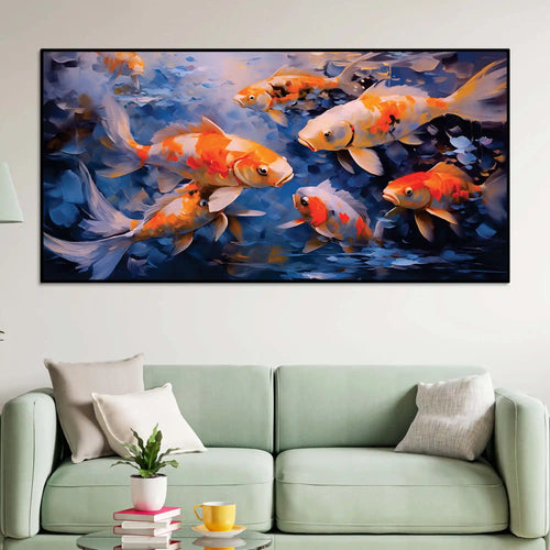Artistic Koi Fish Canvas Wall Painting for Modern Decor