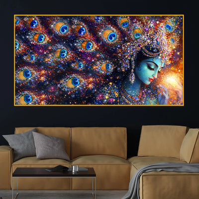 Artistic Krishna Crystal Glass Wall Painting with Premium Finish