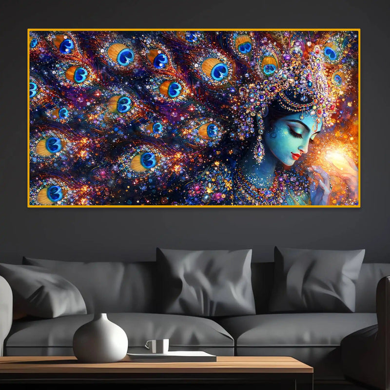 Artistic Krishna Crystal Glass Wall Painting with Premium Finish