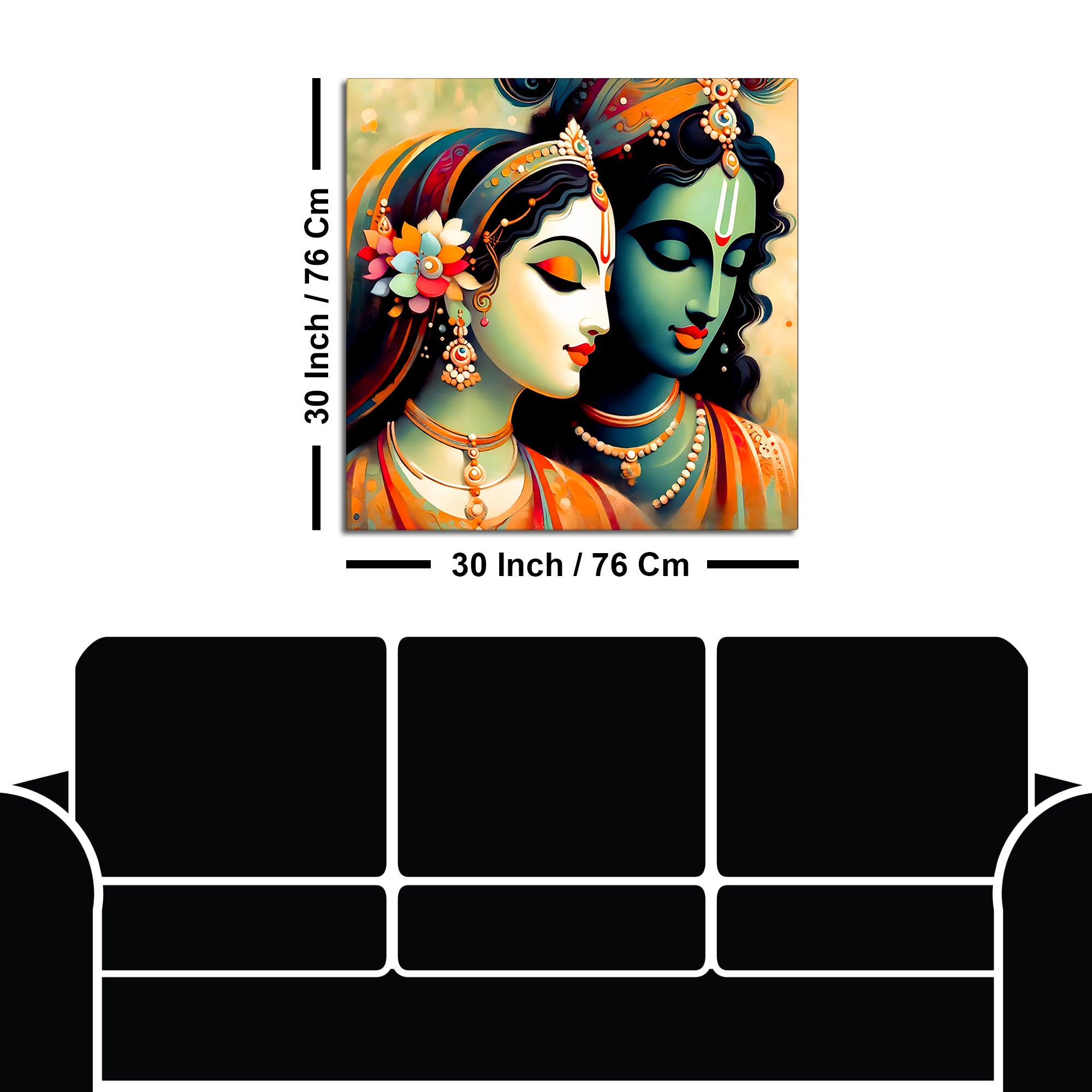 Artistic Krishna Radha Modern Portrait Canvas Wall Painting