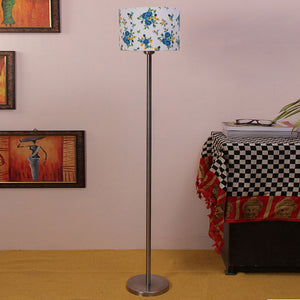 Artistic Light Blue Color Drum Shaped Designer Steel Floor Lamp