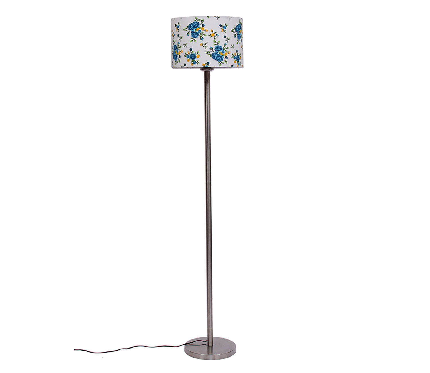 Artistic Light Blue Color Drum Shaped Designer Steel Floor Lamp