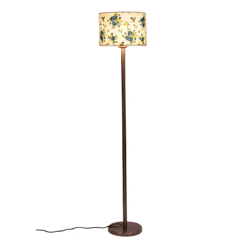 Artistic Light Blue Color Drum Shaped Designer Steel Floor Lamp