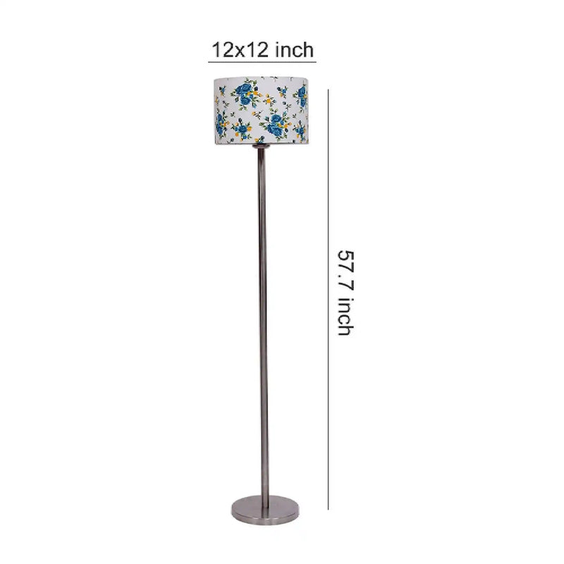 Artistic Light Blue Color Drum Shaped Designer Steel Floor Lamp
