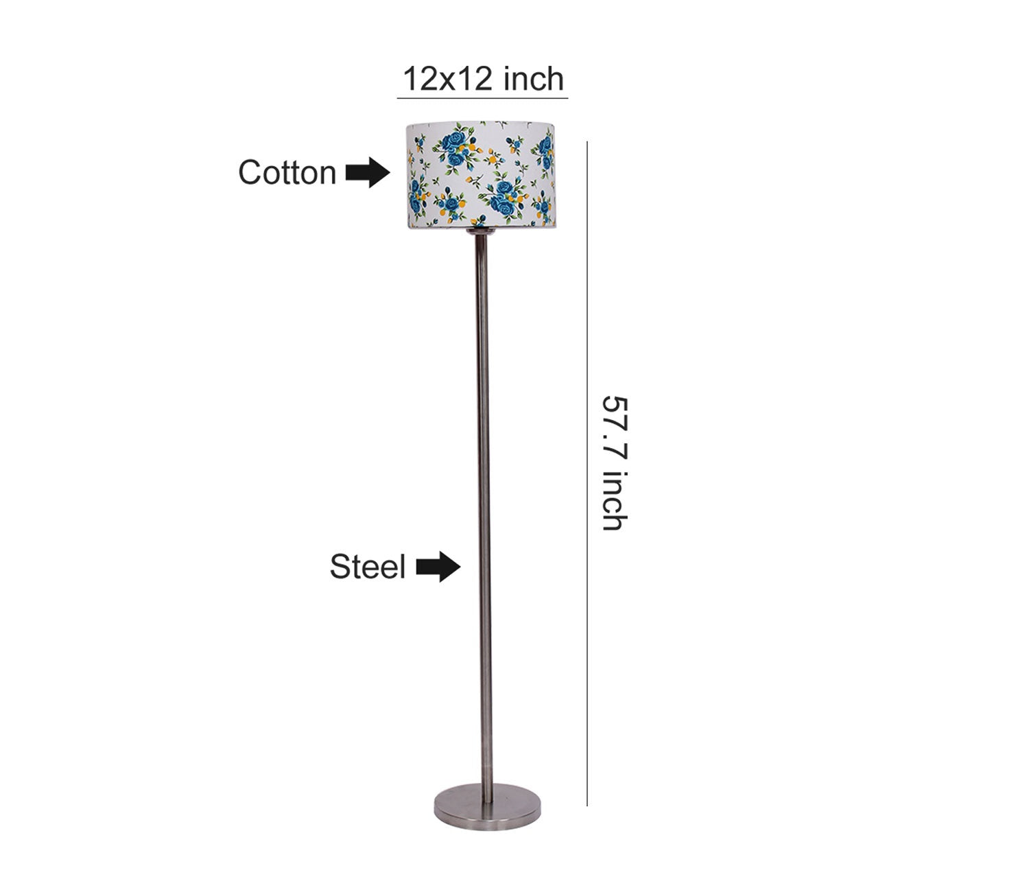 Artistic Light Blue Color Drum Shaped Designer Steel Floor Lamp