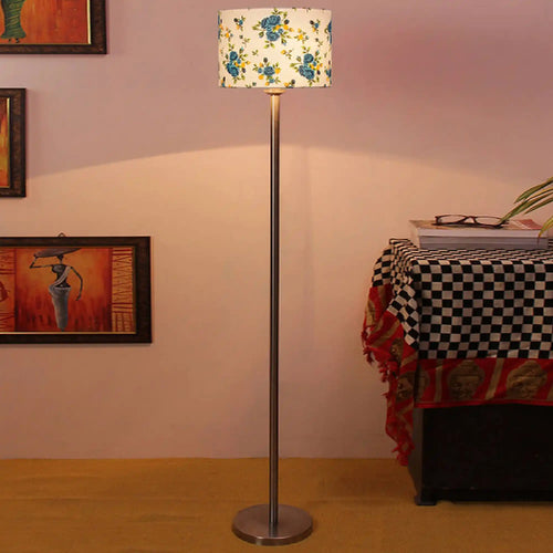 artistic-light-blue-color-drum-shaped-designer-steel-floor-lamp