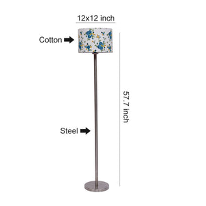 Artistic Light Blue Color Drum Shaped Designer Steel Floor Lamp