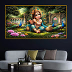 Artistic Little Krishna Crystal Glass Wall Painting