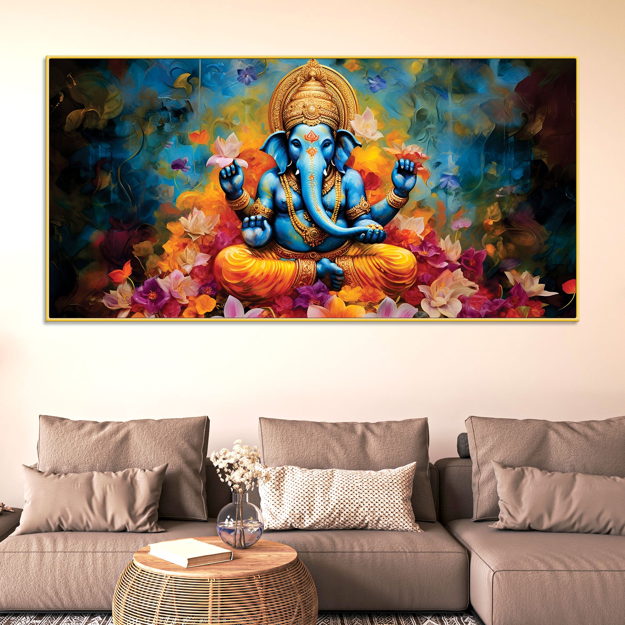 artistic-lord-ganesha-sitting-on-colorful-flowers-and-giving-blessings-premium-canvas
