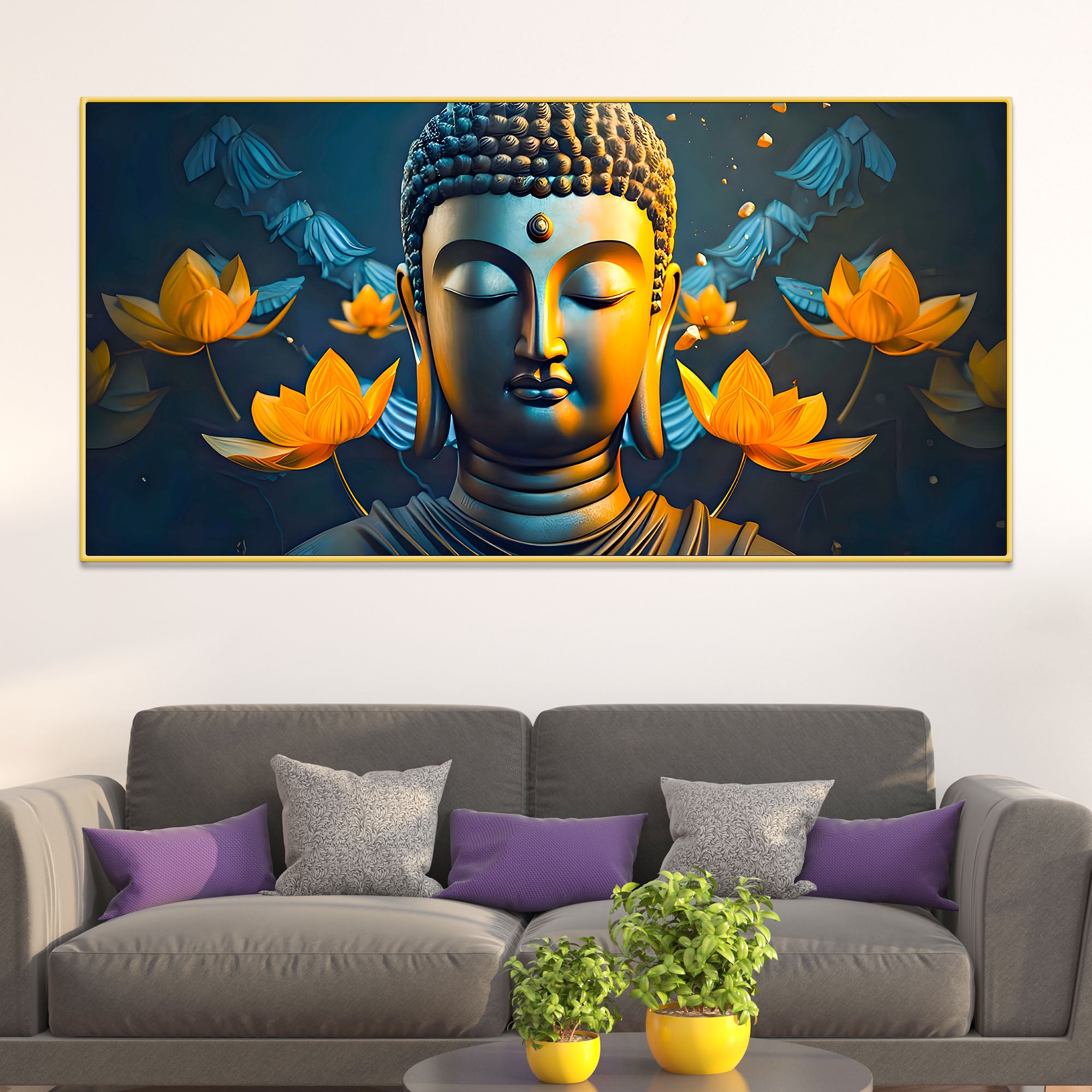 Artistic Lord Gautam Buddha Painting for Creative Wall Decoration