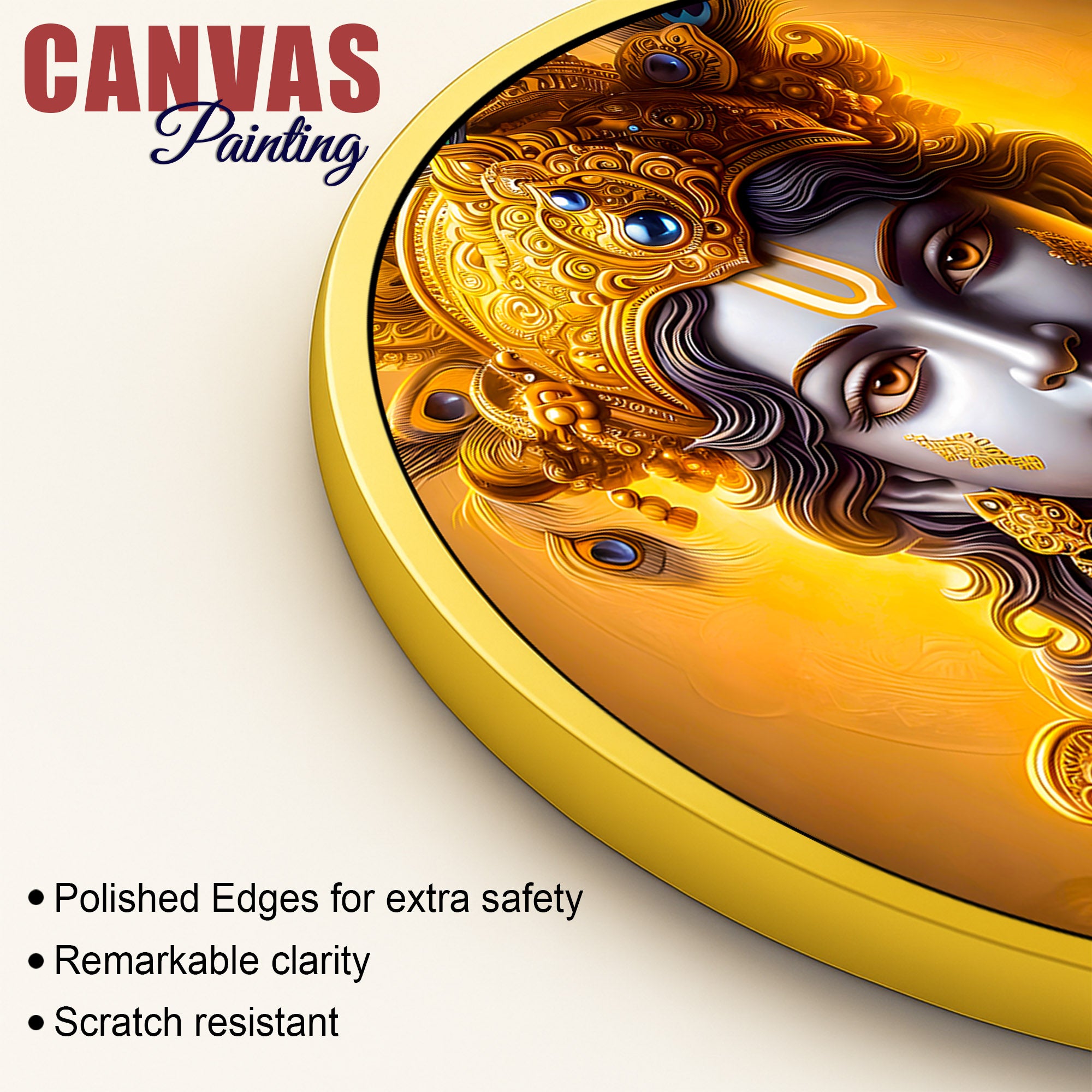 Artistic Lord Krishna Round Painting Decor