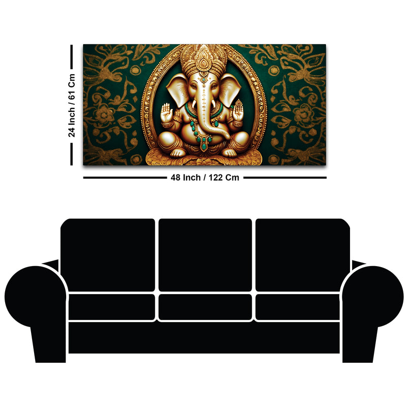 Artistic Lord Shri Ganesha Modern Portrait Canvas Wall Painting for Home & Office Decor – Modern Devotional Wall Art