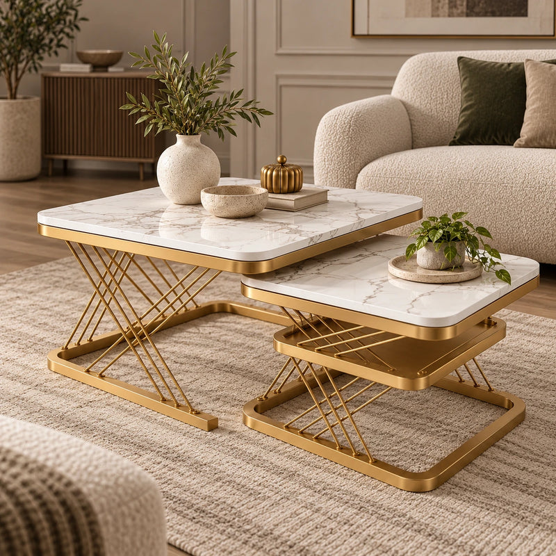 Artistic Luxury Coffee Table Set for Modern Living Room Décor