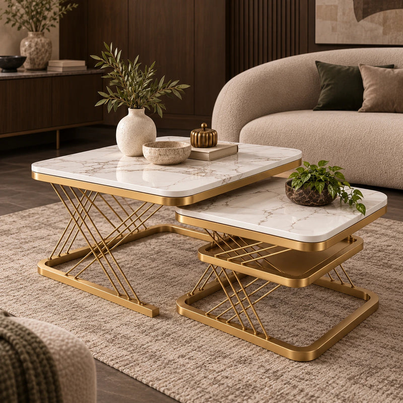Artistic Luxury Coffee Table Set for Modern Living Room Décor