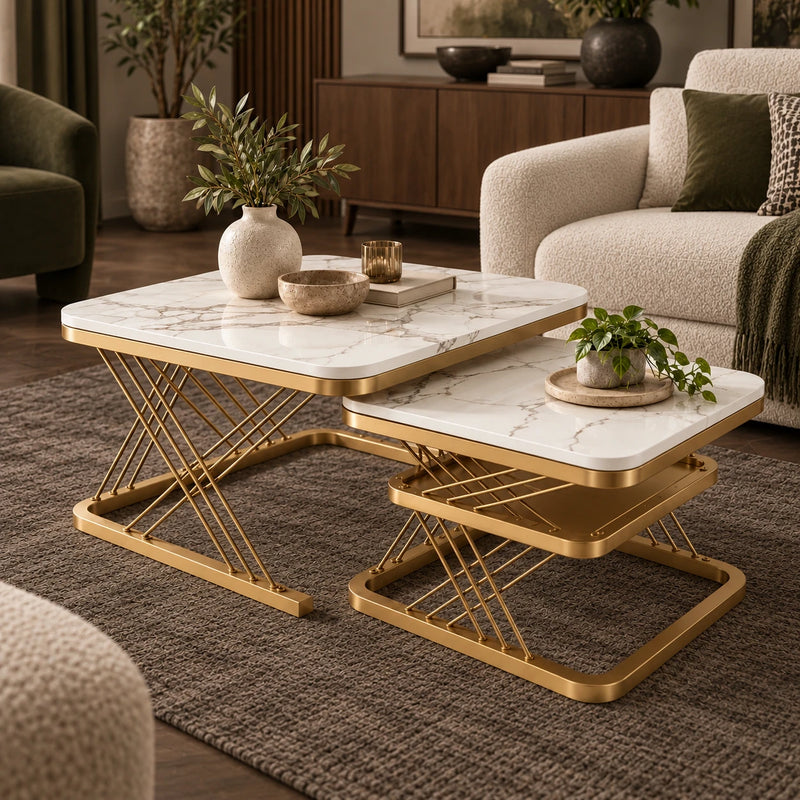 Artistic Luxury Coffee Table Set for Modern Living Room Décor