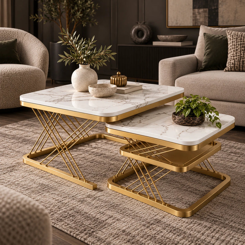Artistic Luxury Coffee Table Set for Modern Living Room Décor