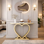 Artistic Marble Console Featuring Unique Gold Heart Frame