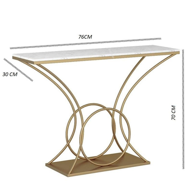 Artistic Marble Console Table with Gold Circular and Curved Frame