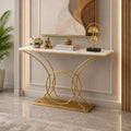 Artistic Marble Console Table with Gold Circular and Curved Frame