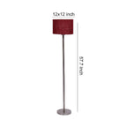 Artistic Maroon Color Drum Shaped Designer Steel Floor Lamp
