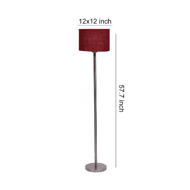 Artistic Maroon Color Drum Shaped Designer Steel Floor Lamp
