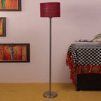 Artistic Maroon Color Drum Shaped Designer Steel Floor Lamp