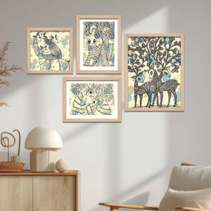 Artistic Modern Deer Line Art Wall Frame Set of Four