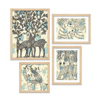 Artistic Modern Deer Line Art Wall Frame Set of Four