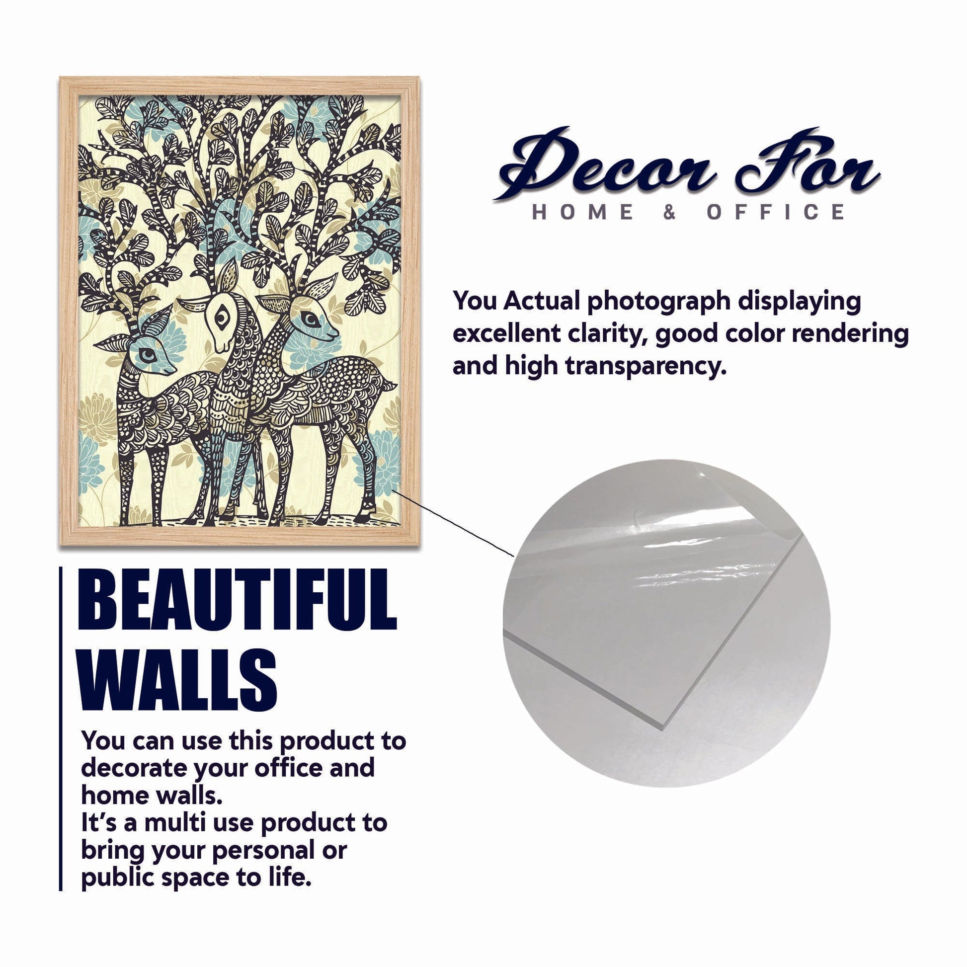 Artistic Modern Deer Line Art Wall Frame Set of Four