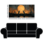 Artistic Moon Birds Canvas Wall Art Abstract Painting for Modern Decor