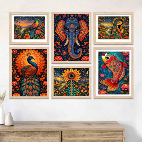 Artistic Nature Inspired Wall Art Frame Set of 6