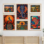 Artistic Nature Inspired Wall Art Frame Set of 6