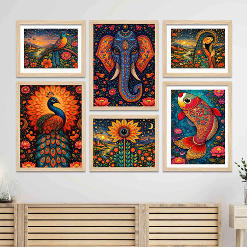 Artistic Nature Inspired Wall Art Frame Set of 6