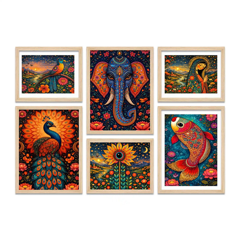 Artistic Nature Inspired Wall Art Frame Set of 6