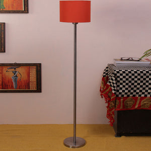 Artistic Orange Color Drum Shaped Designer Steel Floor Lamp