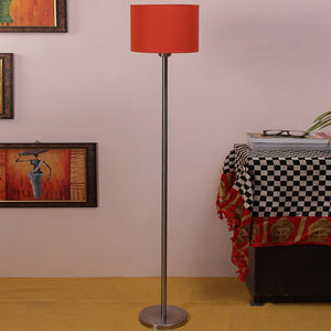 Artistic Orange Color Drum Shaped Designer Steel Floor Lamp