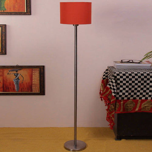 artistic-orange-color-drum-shaped-designer-steel-floor-lamp