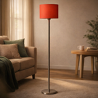 Artistic Orange Color Drum Shaped Designer Steel Floor Lamp