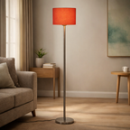 Artistic Orange Color Drum Shaped Designer Steel Floor Lamp