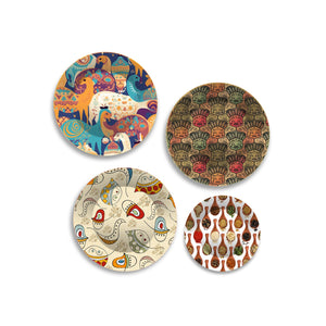 Artistic Pattern Premium Wall Plates Painting Set of Four