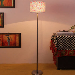 artistic-peach-color-drum-shaped-designer-steel-floor-lamp
