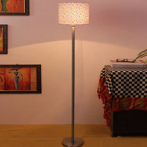 artistic-peach-color-drum-shaped-designer-steel-floor-lamp