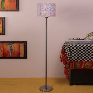 Artistic Peach Color Drum Shaped Designer Steel Floor Lamp