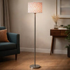 Artistic Peach Color Drum Shaped Designer Steel Floor Lamp