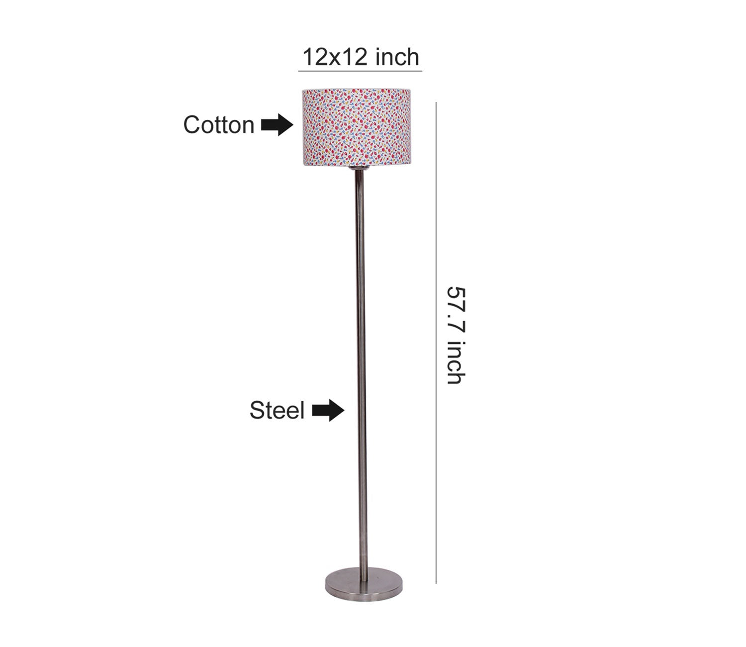 Artistic Peach Color Drum Shaped Designer Steel Floor Lamp