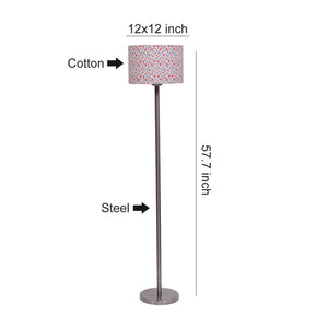 Artistic Peach Color Drum Shaped Designer Steel Floor Lamp