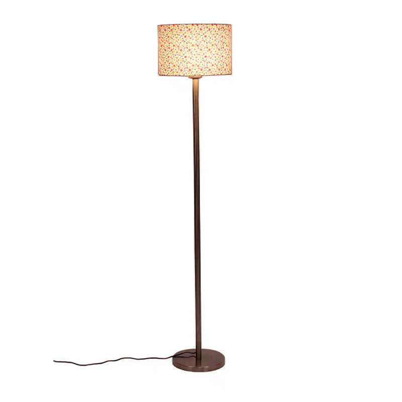 Artistic Peach Color Drum Shaped Designer Steel Floor Lamp