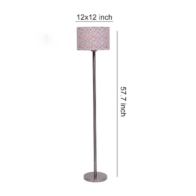 Artistic Peach Color Drum Shaped Designer Steel Floor Lamp
