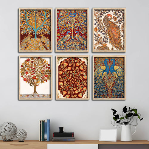 Artistic Peacock Couple & Floral Pattern